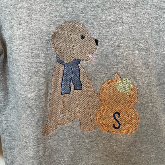 Embroidered Fall Puppy Pumpkin Shirt With Monogram - Picture 2 of 4